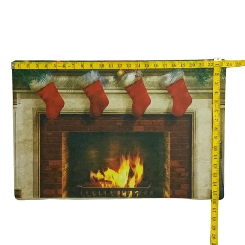 Holiday Doormat Fireplace Christmas Stockings Rectangle 16 X 24 In Multicolor